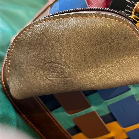 NWT~Genuine Leather Amerileather color Woven Leather Tote with Removable Pouch - Picture 6 of 13